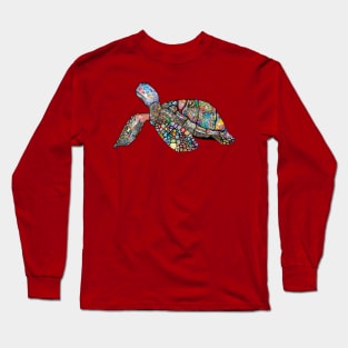 Sea Turtle Animal Floral Chromatic Colorful Long Sleeve T-Shirt